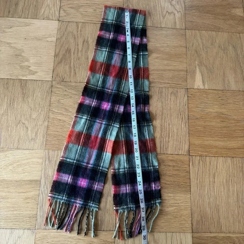 Edinburgh Cashmere Scarf Fringe Plaid Pink Green Red